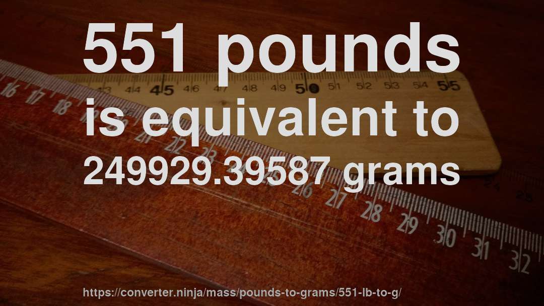 551 pounds is equivalent to 249929.39587 grams