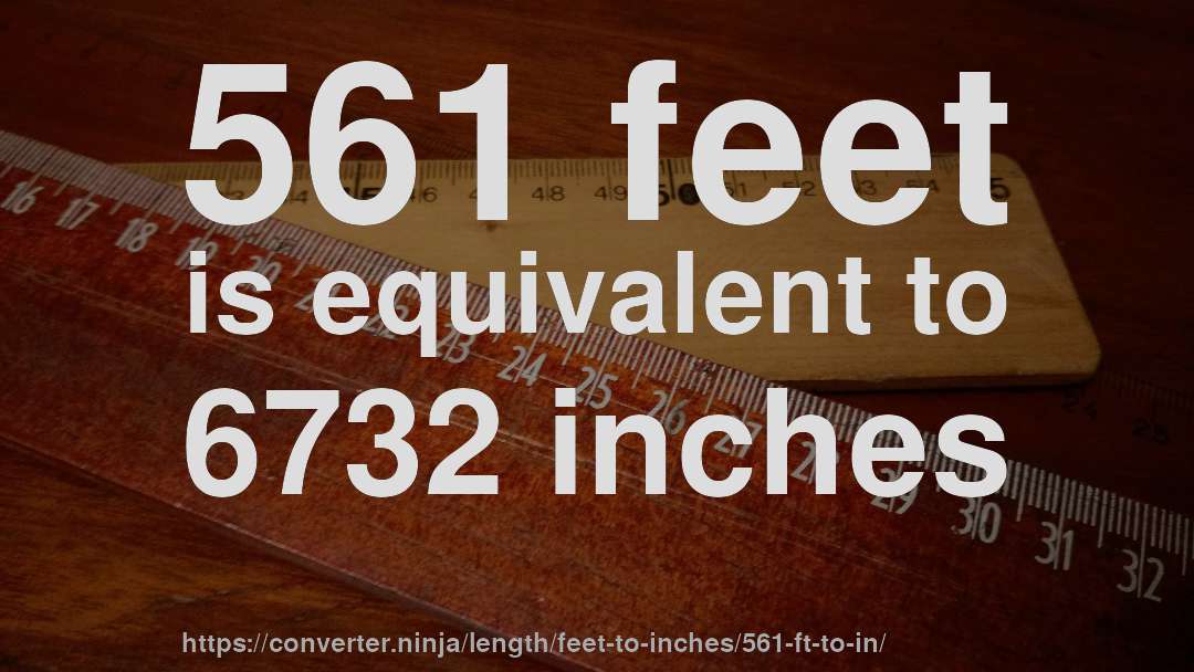 561 feet is equivalent to 6732 inches