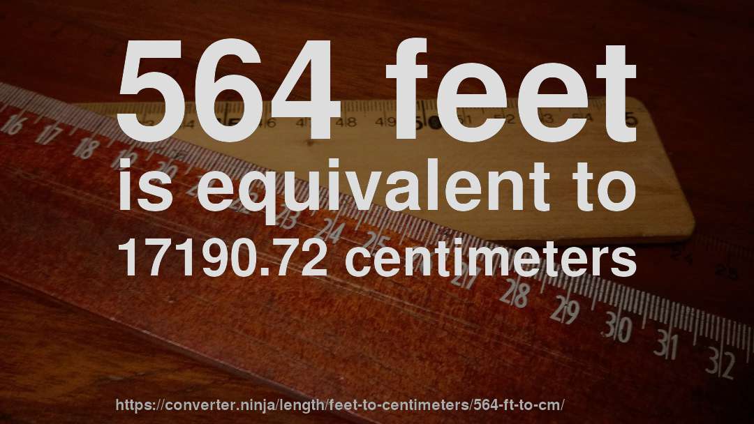 564 feet is equivalent to 17190.72 centimeters