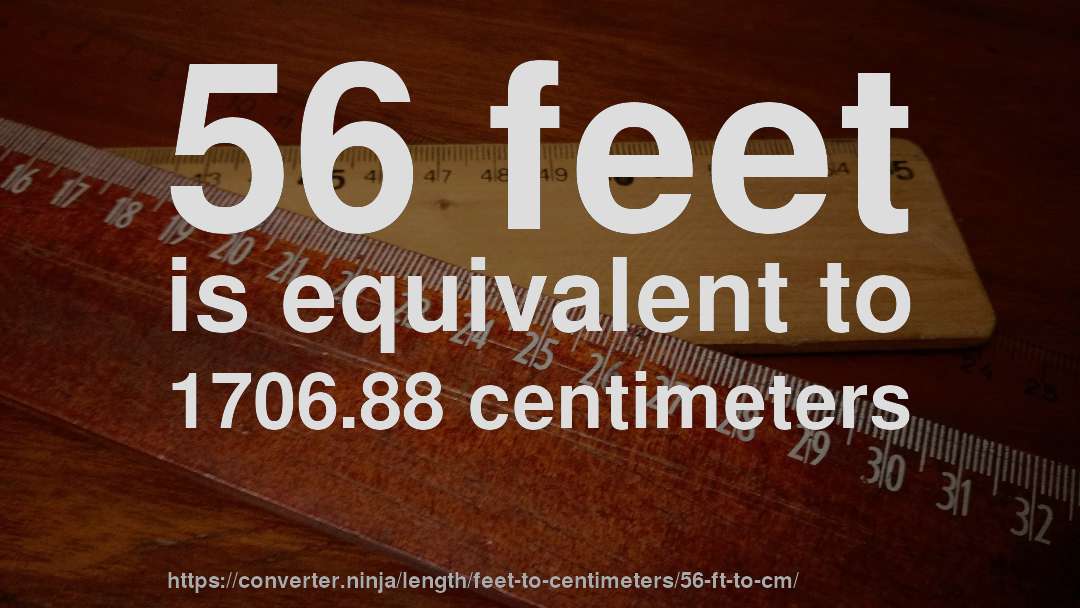 56 feet is equivalent to 1706.88 centimeters
