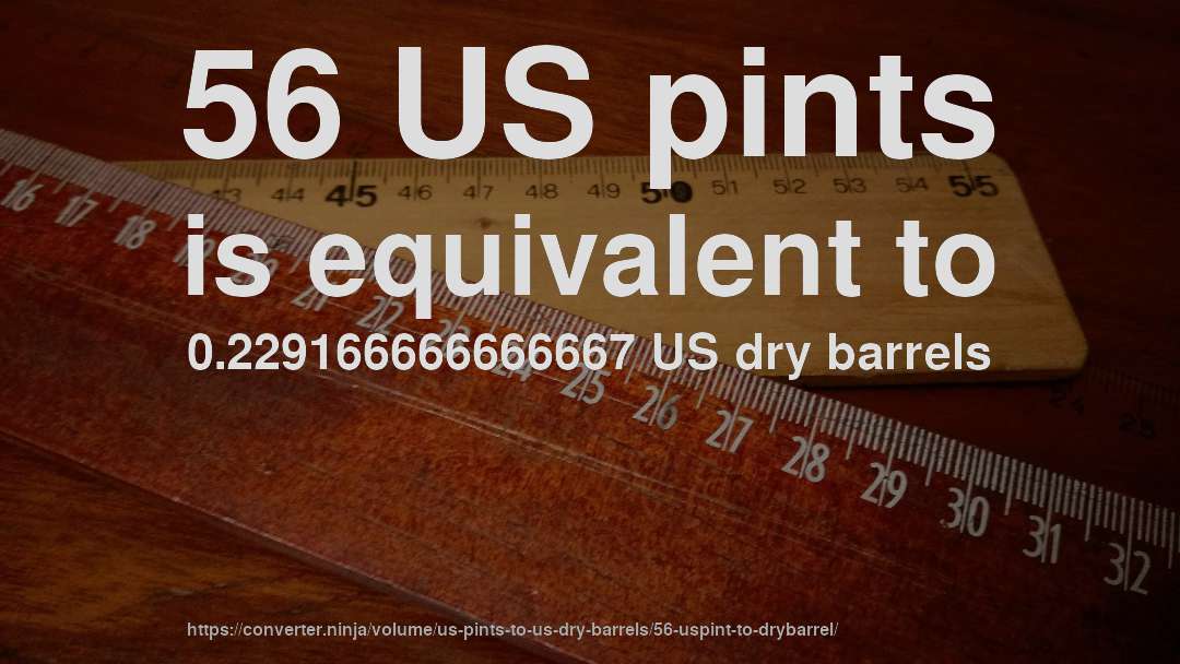 56 US pints is equivalent to 0.229166666666667 US dry barrels