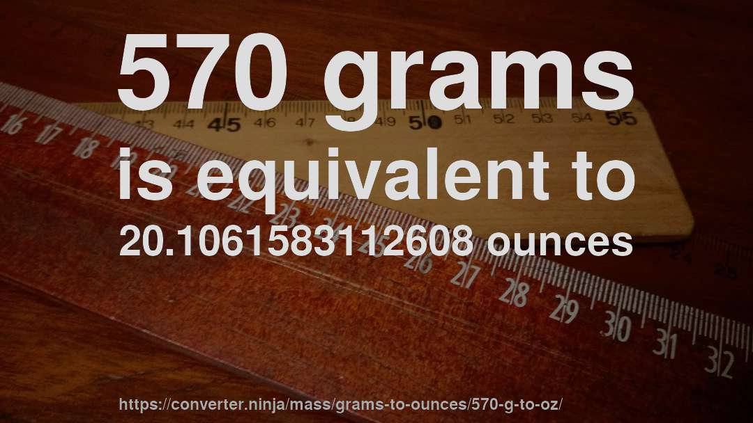 570 grams is equivalent to 20.1061583112608 ounces