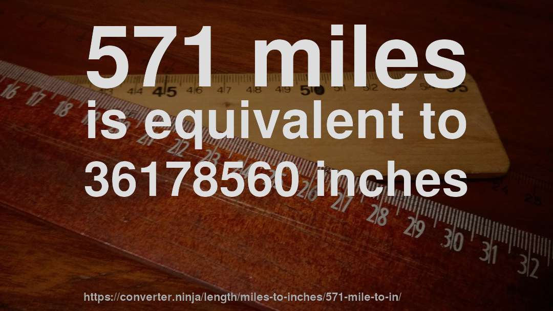 571 miles is equivalent to 36178560 inches