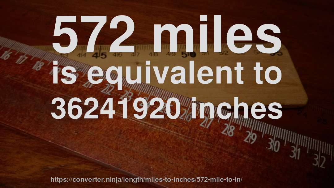 572 miles is equivalent to 36241920 inches