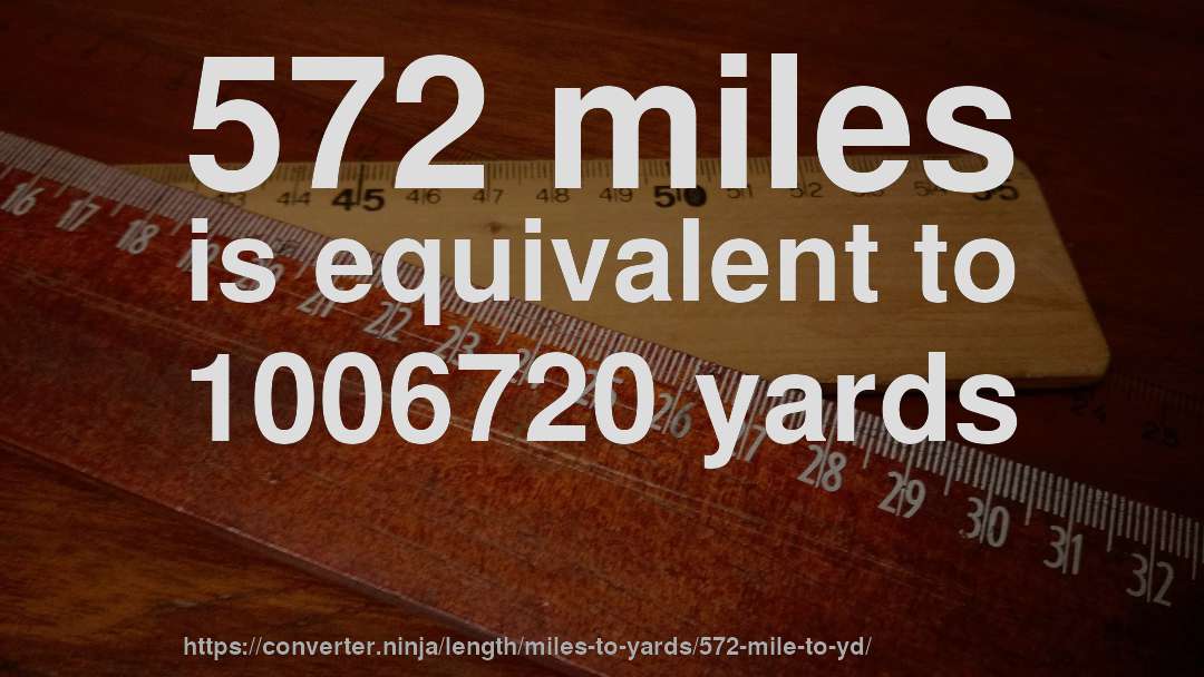 572 miles is equivalent to 1006720 yards