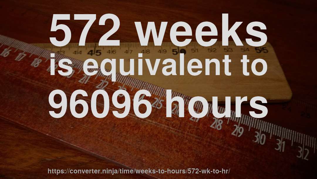 572 weeks is equivalent to 96096 hours