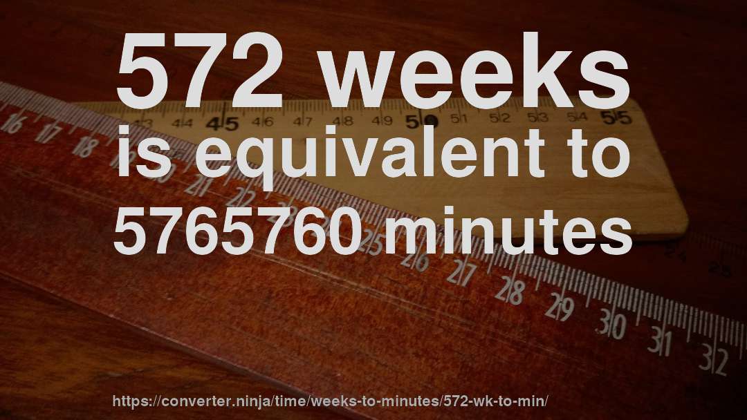 572 weeks is equivalent to 5765760 minutes