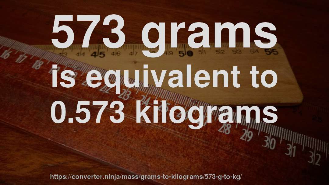573 grams is equivalent to 0.573 kilograms