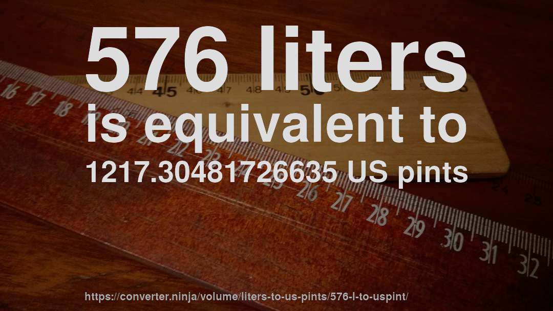 576 liters is equivalent to 1217.30481726635 US pints