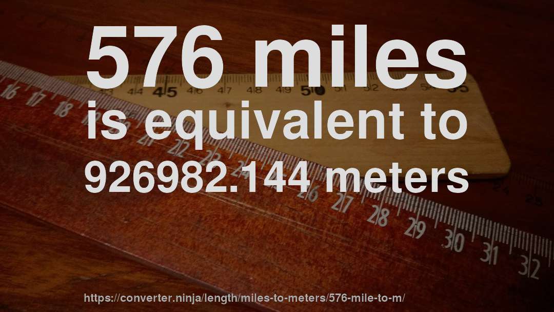 576 miles is equivalent to 926982.144 meters