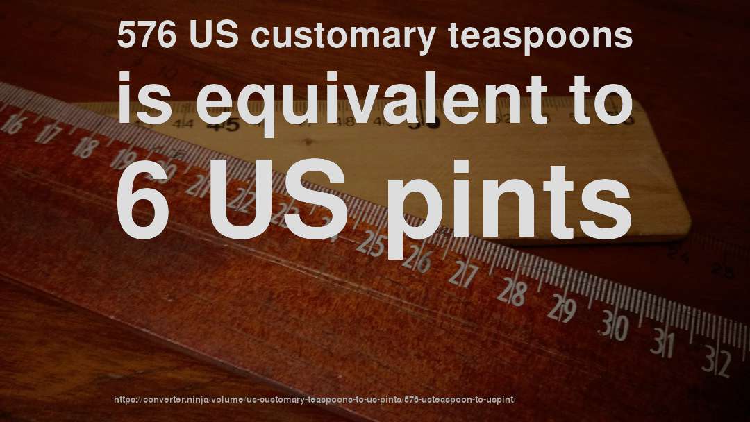 576 US customary teaspoons is equivalent to 6 US pints