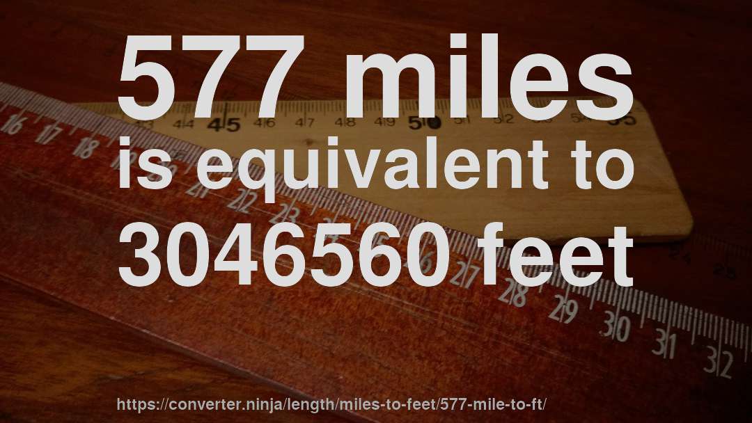 577 miles is equivalent to 3046560 feet