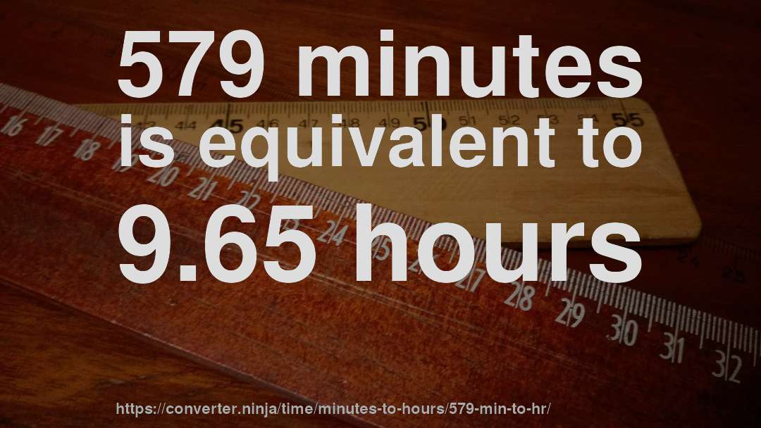 579 minutes is equivalent to 9.65 hours