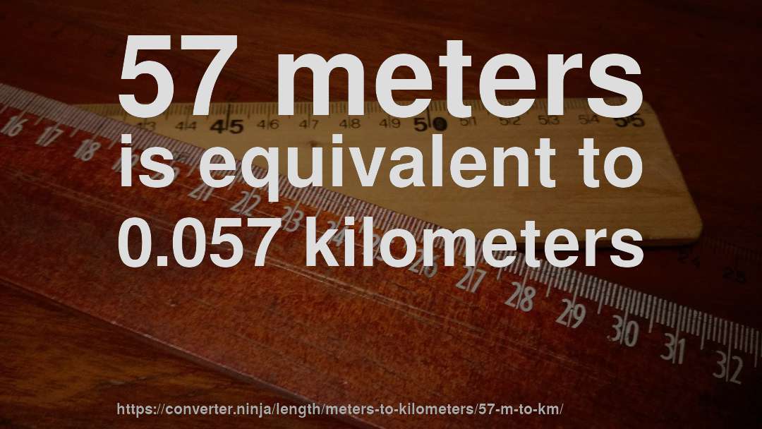 57 meters is equivalent to 0.057 kilometers