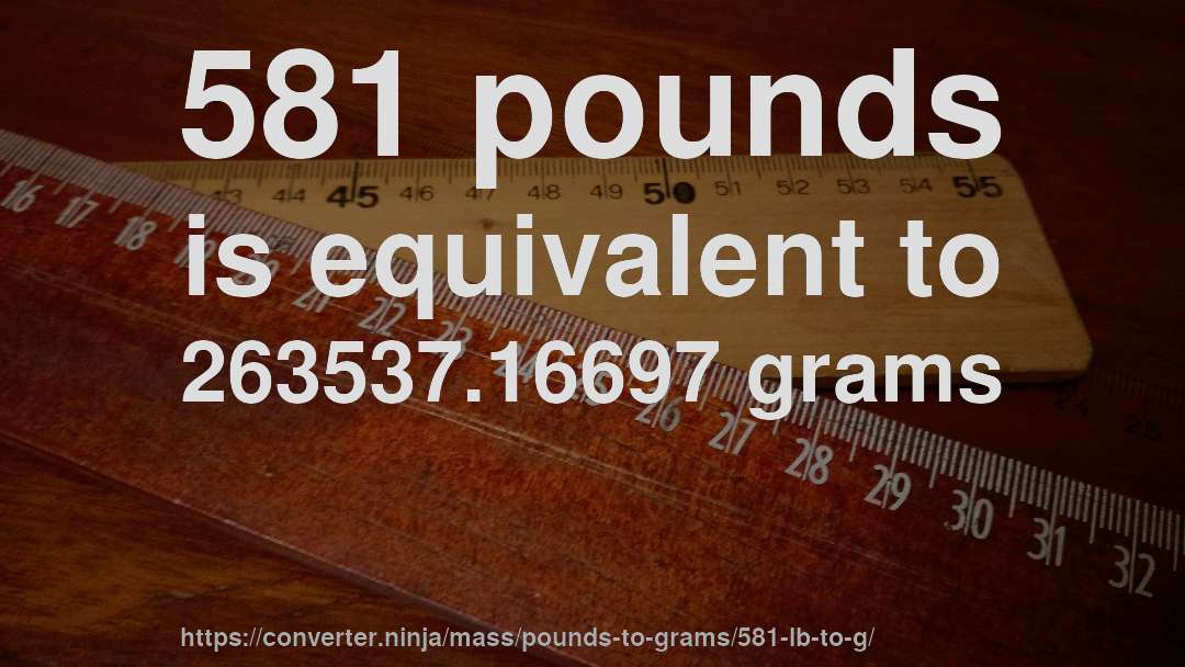 581 pounds is equivalent to 263537.16697 grams