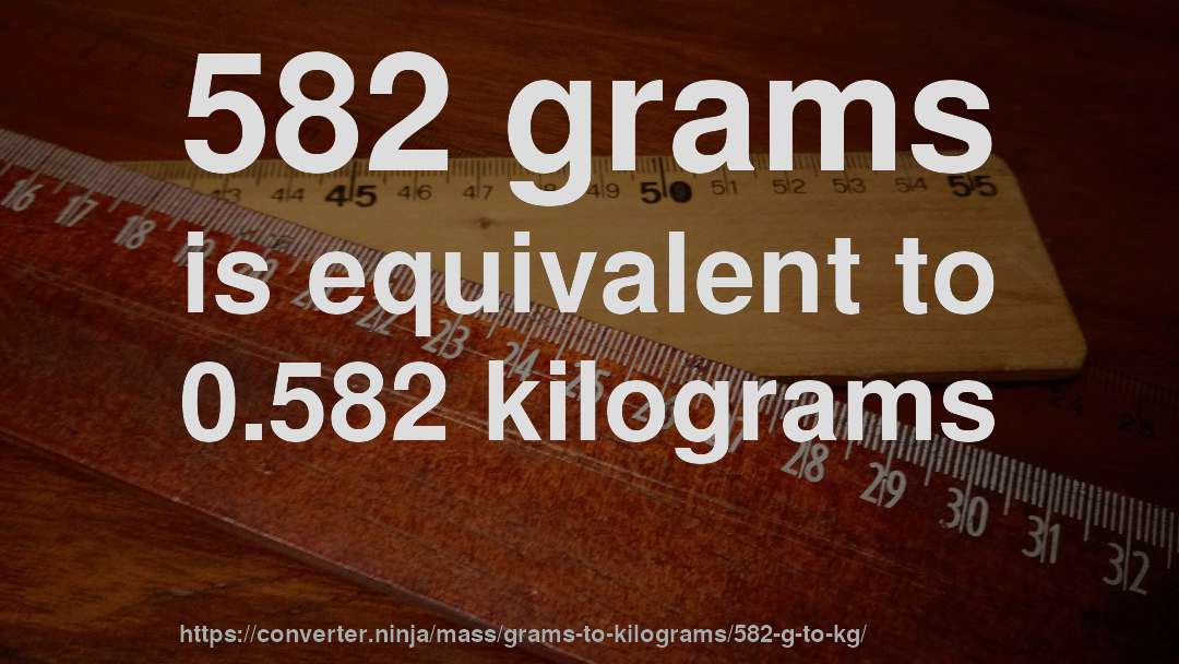 582 grams is equivalent to 0.582 kilograms