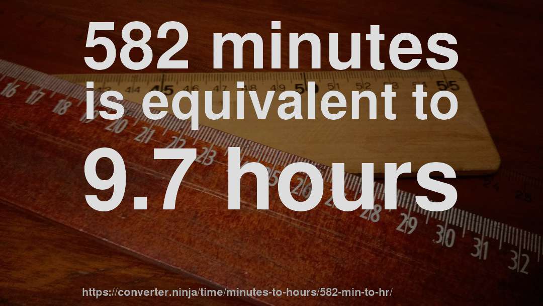 582 minutes is equivalent to 9.7 hours