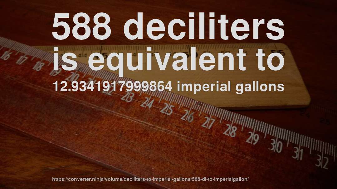 588 deciliters is equivalent to 12.9341917999864 imperial gallons