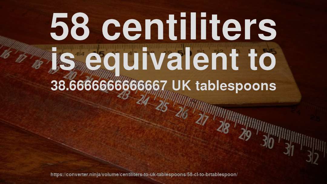 58 centiliters is equivalent to 38.6666666666667 UK tablespoons