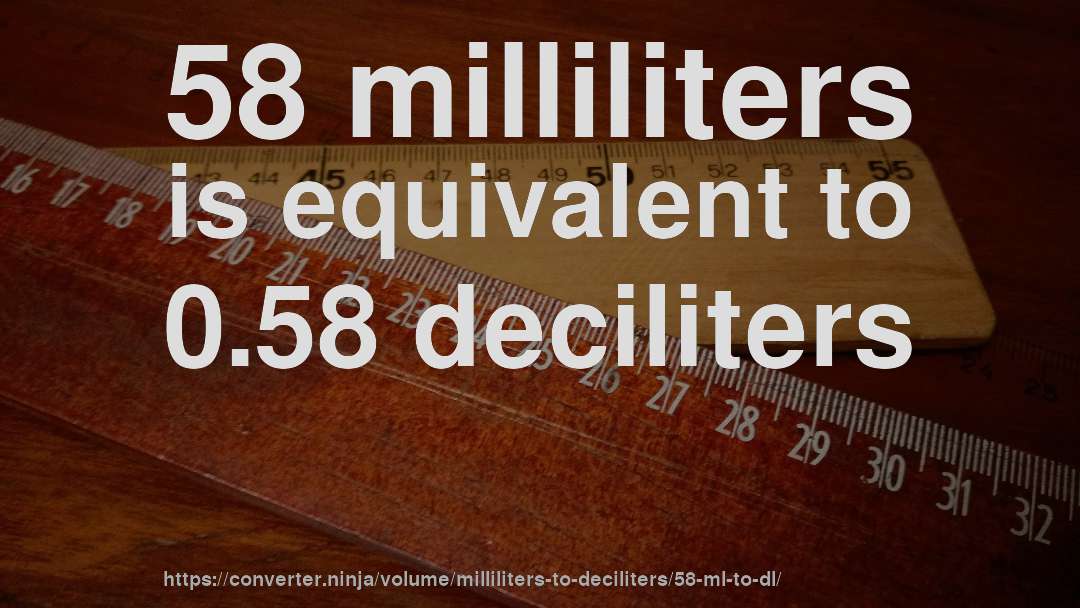 58 milliliters is equivalent to 0.58 deciliters