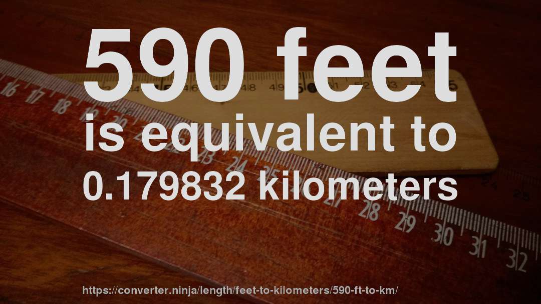 590 feet is equivalent to 0.179832 kilometers
