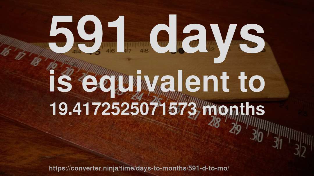 591 days is equivalent to 19.4172525071573 months