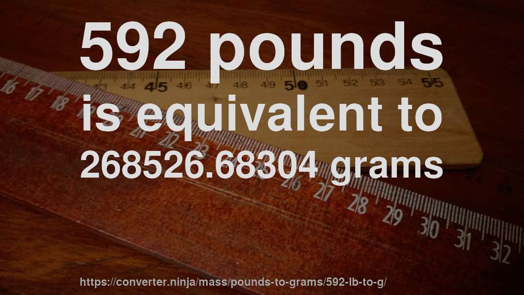 592 pounds is equivalent to 268526.68304 grams