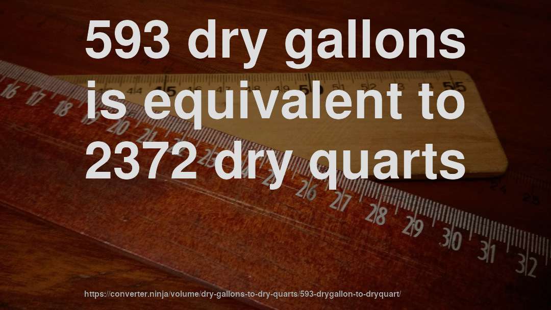 593 dry gallons is equivalent to 2372 dry quarts