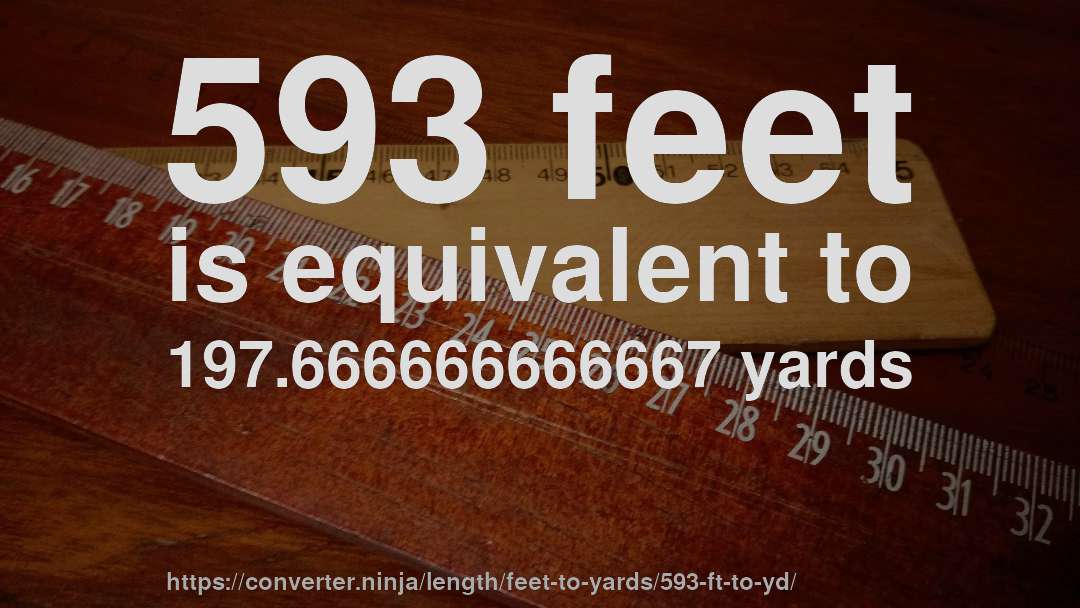 593 feet is equivalent to 197.666666666667 yards