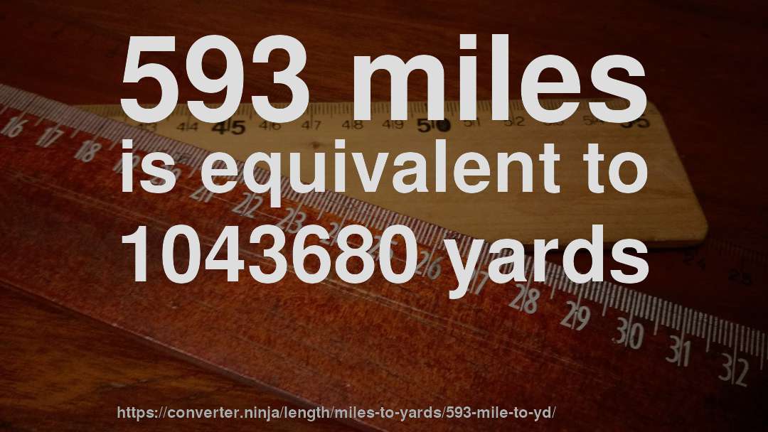 593 miles is equivalent to 1043680 yards