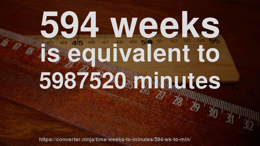 594 weeks is equivalent to 5987520 minutes
