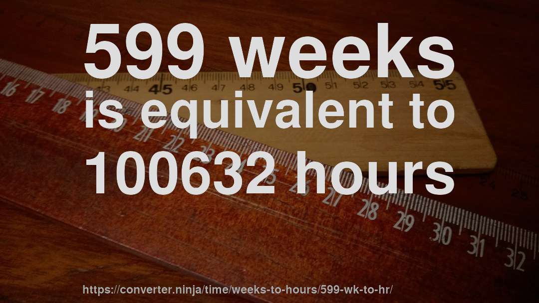 599 weeks is equivalent to 100632 hours