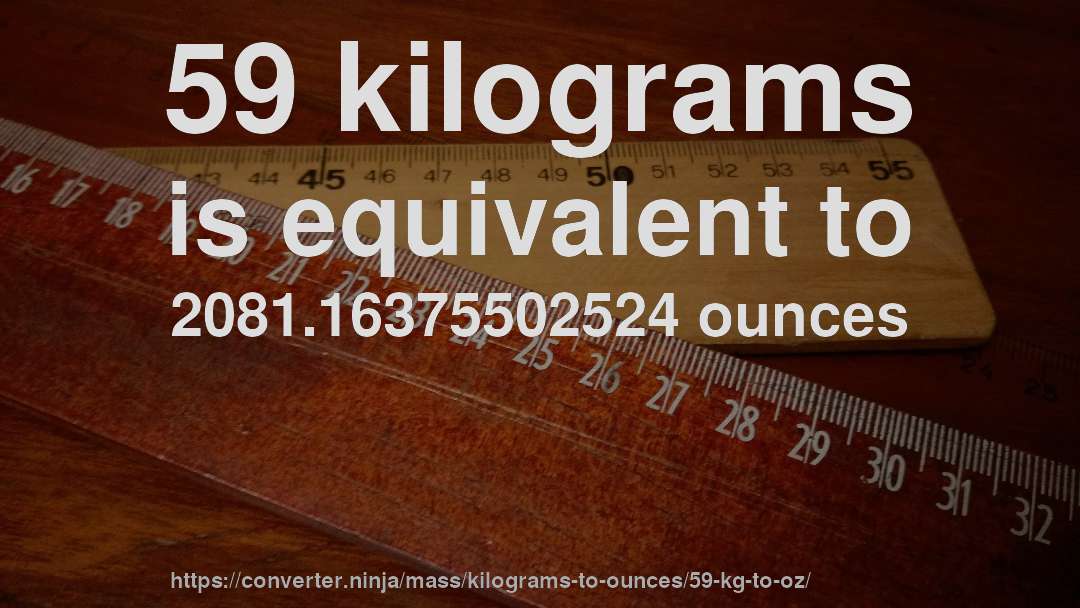 59 kilograms is equivalent to 2081.16375502524 ounces