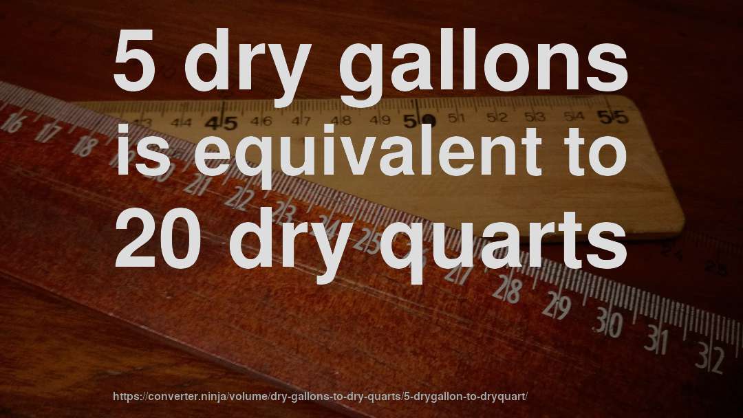 5 dry gallons is equivalent to 20 dry quarts