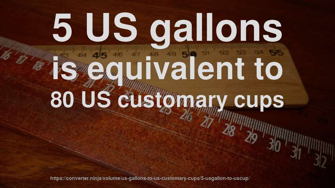 5 US gallons is equivalent to 80 US customary cups