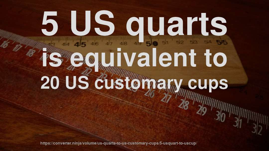 5 US quarts is equivalent to 20 US customary cups