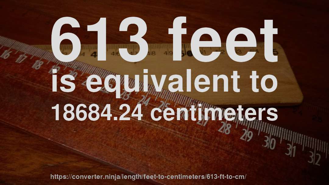 613 feet is equivalent to 18684.24 centimeters