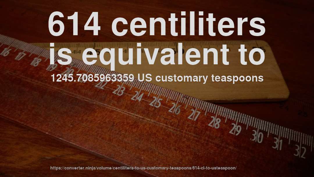 614 centiliters is equivalent to 1245.7085963359 US customary teaspoons