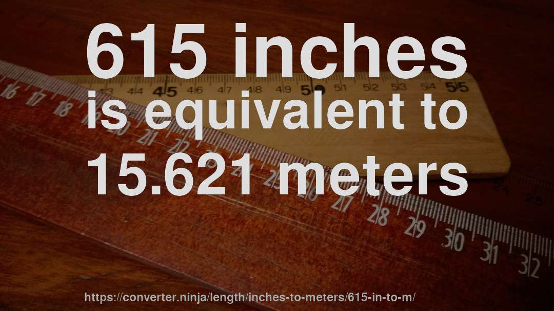 615 inches is equivalent to 15.621 meters