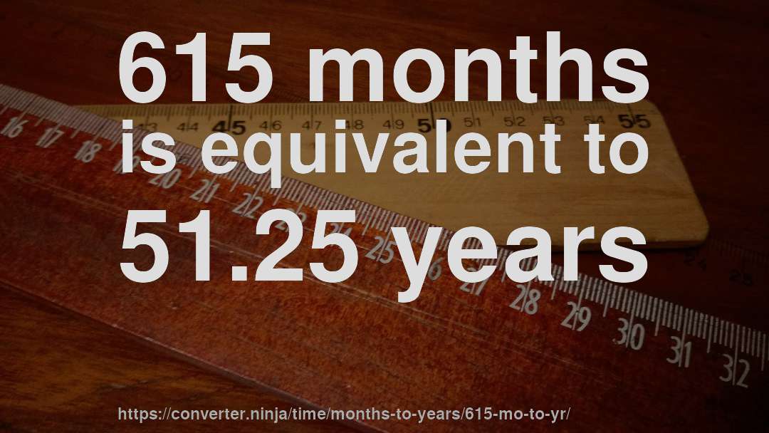 615 months is equivalent to 51.25 years
