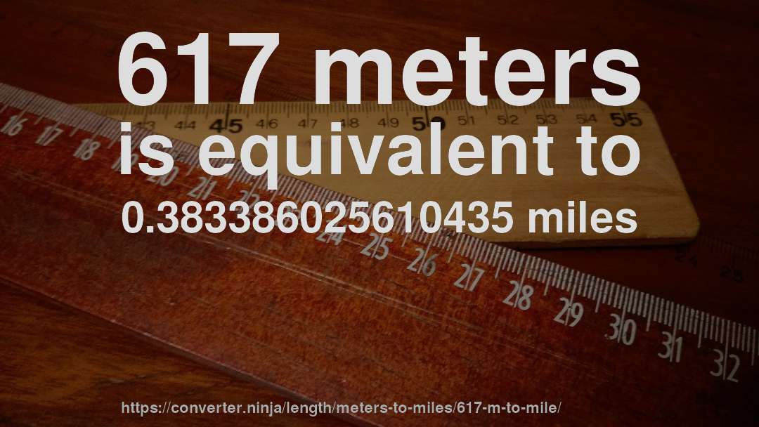 617 meters is equivalent to 0.383386025610435 miles