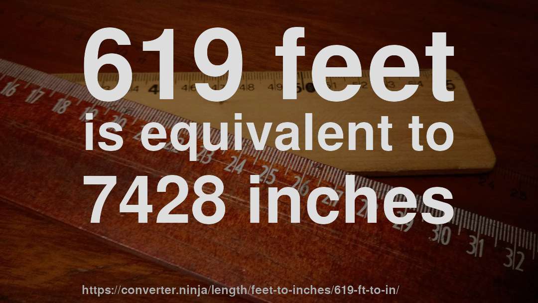 619 feet is equivalent to 7428 inches