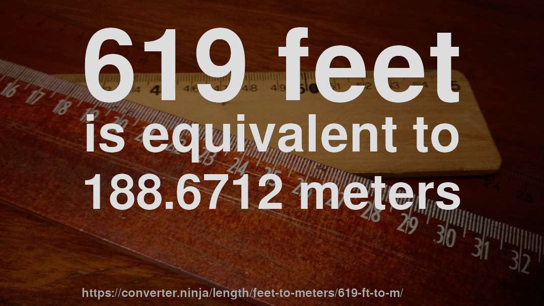 619 feet is equivalent to 188.6712 meters