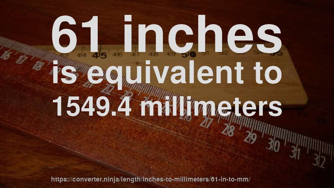 61 inches is equivalent to 1549.4 millimeters