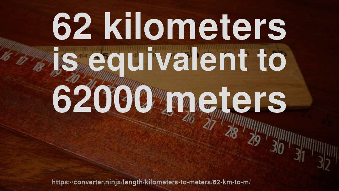 62 kilometers is equivalent to 62000 meters