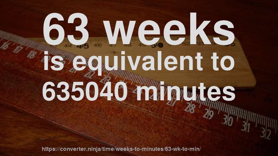 63 weeks is equivalent to 635040 minutes