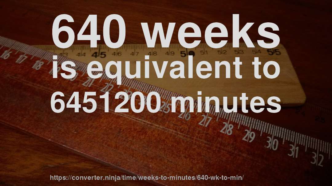 640 weeks is equivalent to 6451200 minutes