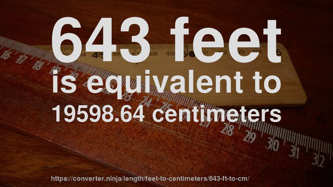 643 feet is equivalent to 19598.64 centimeters