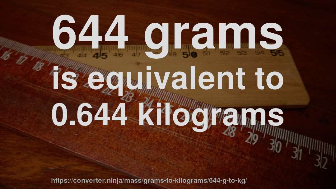 644 grams is equivalent to 0.644 kilograms