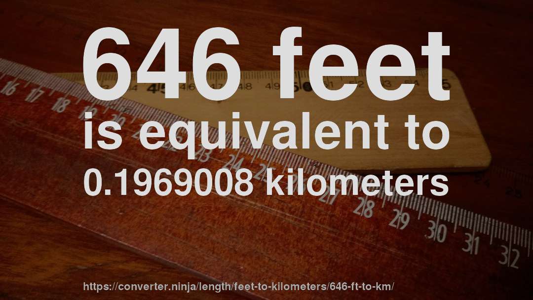 646 feet is equivalent to 0.1969008 kilometers